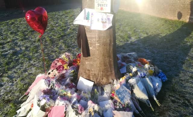 Floral tributes to the victim of a stabbing in St Leonards SUS-171126-095821001
