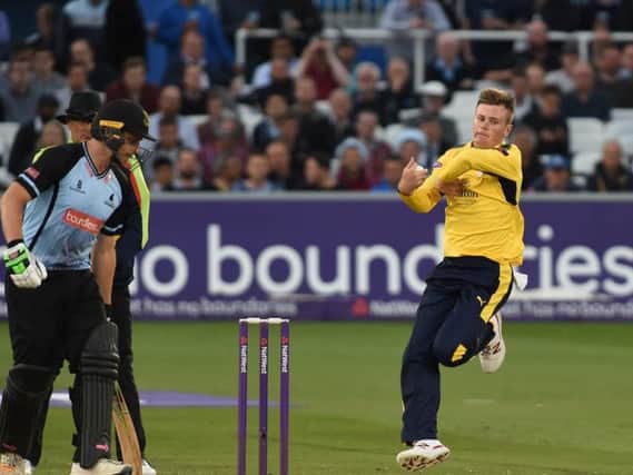 Mason Crane in action for Hampshire last season. Picture by Phil Westlake (PW Sporting Photography)