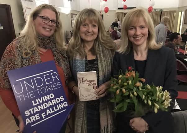 Rosie Duffield MP right with Katie Close from Refugee Tales (centre) and Horsham Labour Party 2017 parliamentary candidate, Susannah Brady (left).