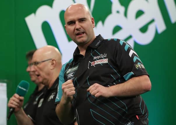 Rob Cross in action at the Mr Green Sport Players Championship Finals over the weekend. Picture courtesy Lawrence Lustig/PDC