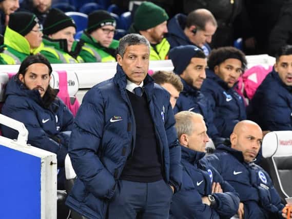 Brighton & Hove Albion manager Chris Hughton on the touchline against Crystal Palace. Picture by PW Sporting Pics