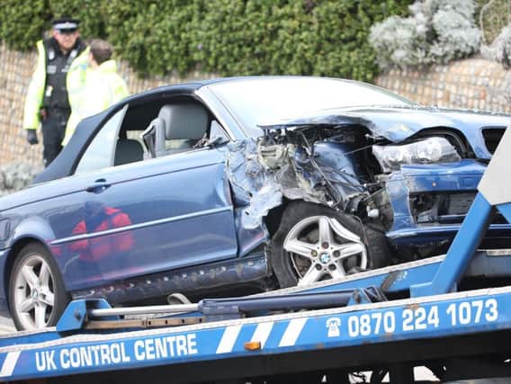 The BMW after the crash (Photograph: Eddie Mitchell)