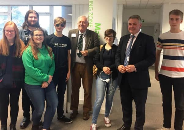 Student Union officers at Worthing College with Worthing West MP Sir Peter Bottomley and East Worthing and Shoreham MP Tim Loughton