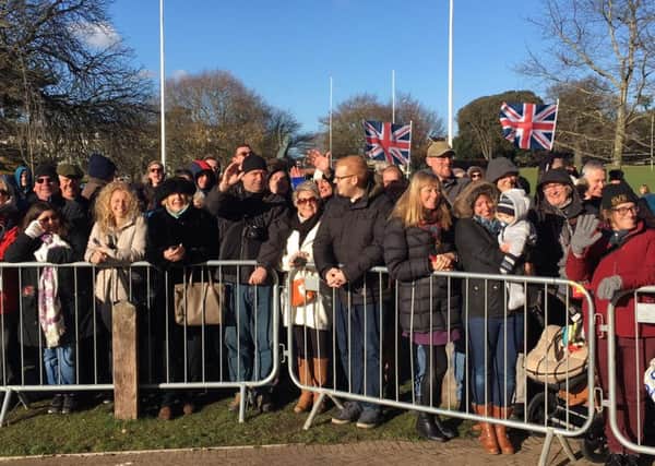 Crowds wait for the Queen at the Chichester Festival Theatre SUS-171130-121737001