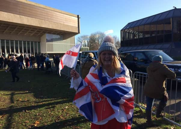 Zoe McManus, 32, turned out to cheer the Queen in a Union Jack themed outfit at Chichester Festival Theatre.