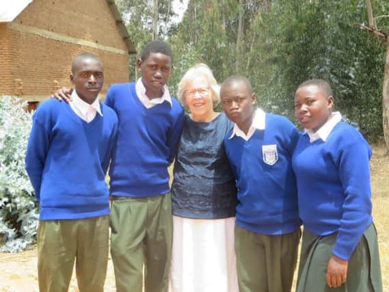 Helen at St Michaels with the four students sponsored by Billinghurst Rotarians