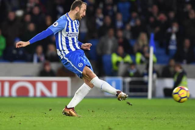 Glenn Murray scores from the penalty spot. Picture by Phil Westlake (PW Sporting Photography)