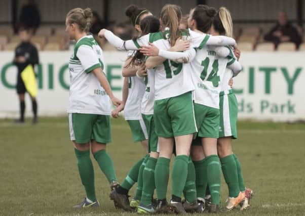 Chi City Ladies celebrate as they get past C&K Basildon in the FA Cup / Picture by Tommy McMillan