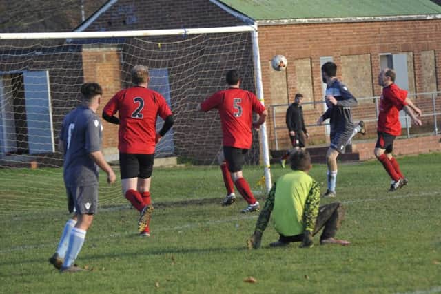 Pebsham Sibex score one of their goals against Ticehurst at Buxton Drive.