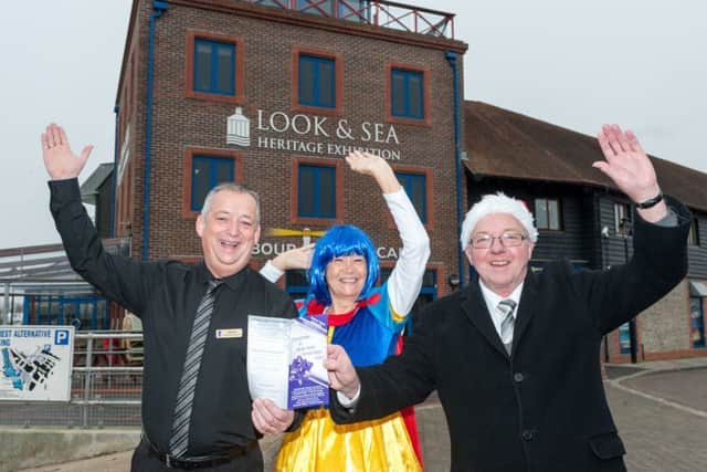 The Wickmas celebrations are on their way. (Left to right) Martin Combes, Look & Sea Information Officer, Julie Roby, Wick Information Centre Manager and Wick Village Traders Association committee member, and councillor Alan Gammon, Wickmas judge. Picture: Scott Ramsey