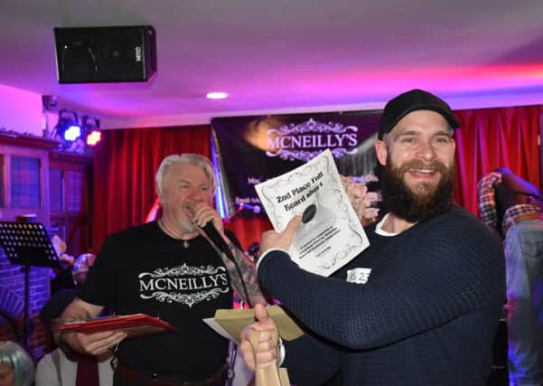Brian McNeilly and Gavin Eivers who won 2nd prize  for his short beard SUS-170612-150859001