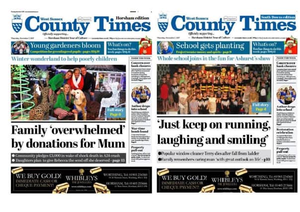 Front pages of the West Sussex County Times (Thursday December 7 edition)