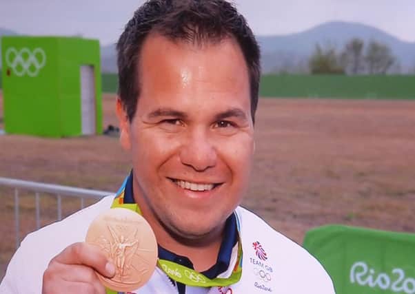 Battle shooter Steve Scott after winning a bronze medal at the 2016 Olympic Games in Rio.