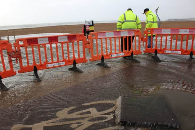 Photo of flooding on Hastings seafront SUS-171012-125121001
