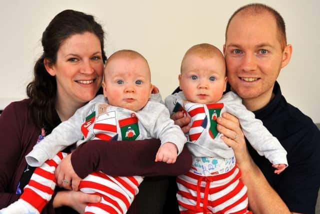 Parents Jo and Gareth with twins Dylan and Evan and their older sister Megan. Pictures: Steve Robards