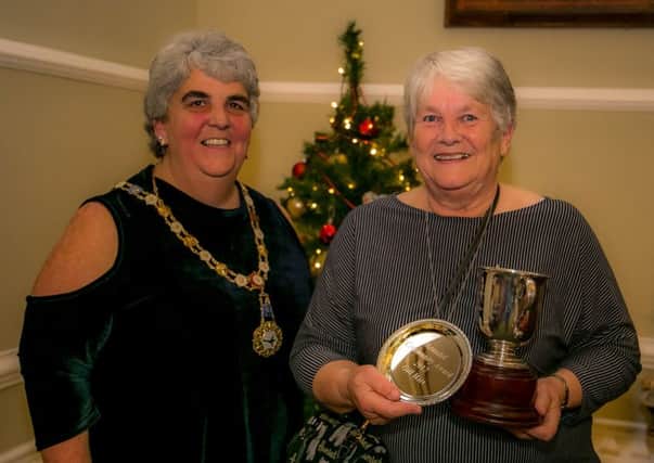 Mayor Angela Standing (left) presenting the award to Gill Hart. Picture: Nigel Cull