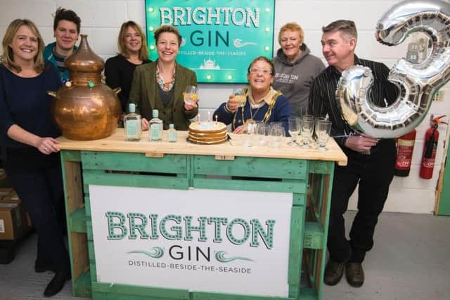 The Brighton Gin team with Mayor Mo Marsh (Photograph: Liz Finlayson/Vervate)