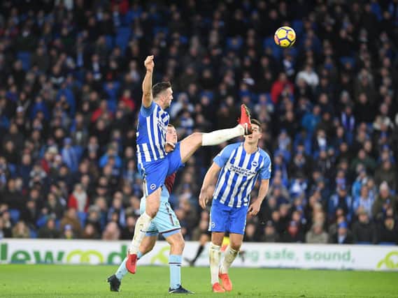 Brighton & Hove Albion defender Shane Duffy in action against Burnley. Picture by PW Sporting Pics