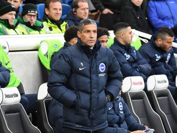Brighton & Hove Albion manager Chris Hughton watches on against Burnley. Picture by PW Sporting Pics