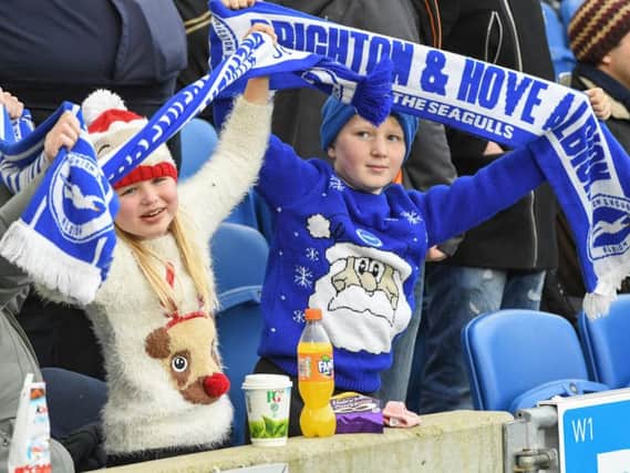 Young fans cheer on Albion at the Amex yesterday. Picture by Phil Westlake (PW Sporting Photography)