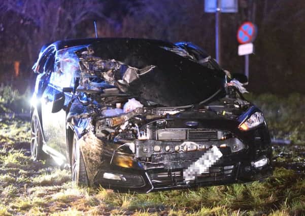 The black Ford Focus involved in the crash.  Pictures Eddie Mitchell