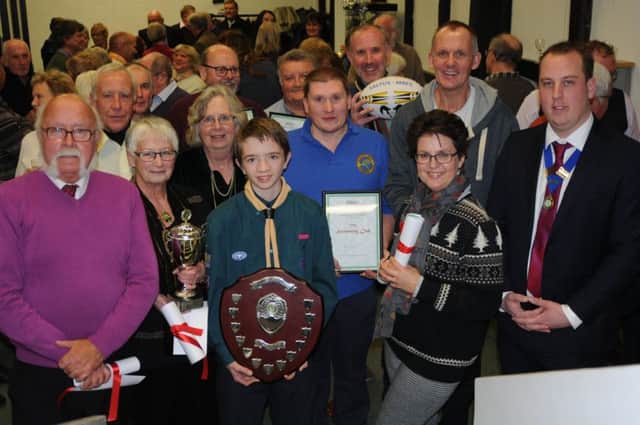 Town council chairman Mark Purves left with all the award winners PICTURE BY STEVE MORLEY
