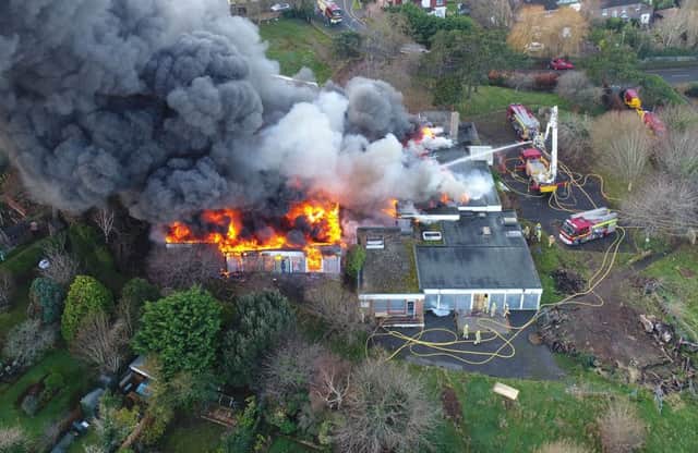 The fire pictured earlier today. Photograph by Eddie Mitchell