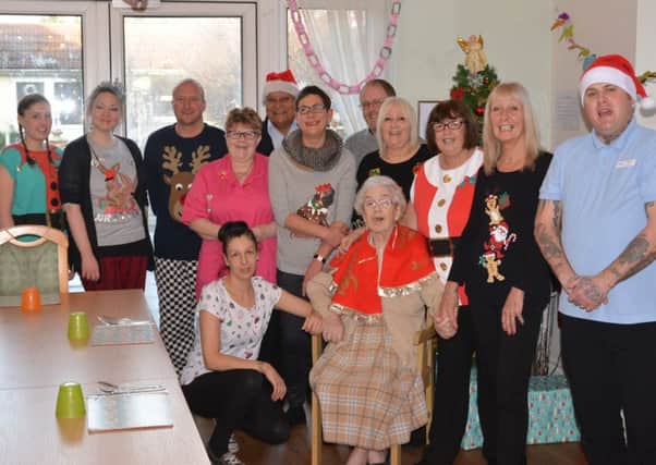 Staff at Mount Hermon in Lancing celebrating Christmas