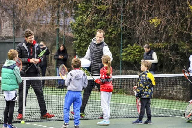 Greg Rusedski gave tips to some of the younger members