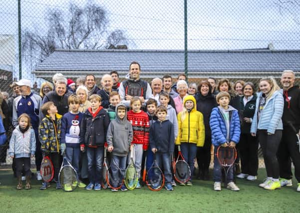 Greg Rusedski and Steyning Tennis Club members at the opening of their new clubhouse
