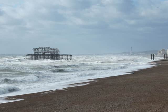 Stormy seas around the West Pier (Photograph: Eddie Mitchell) SUS-170223-142740001