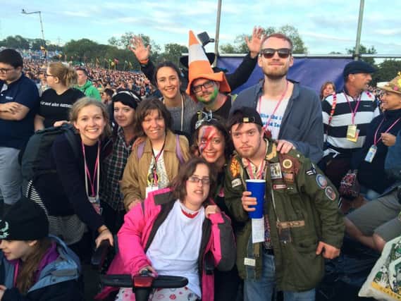 A group of Gig Buddies at Glastonbury earlier this year