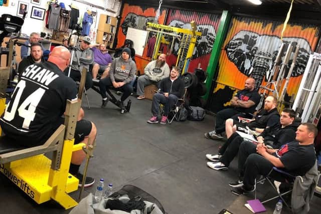 Brian Shaw speaks to participants in a seminar at IF Barbell in St Leonards.