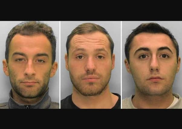 (Left to right) Bradley Gill, Aaron Brown and Ryan Meyer. Picture: Sussex Police