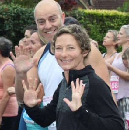 Mel running the Chichester Half Marathon with a friend in October