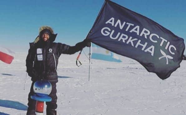 The youngest person to trek to the South Pole on his own and unsupported. Photograph: Antarctic Gurkha