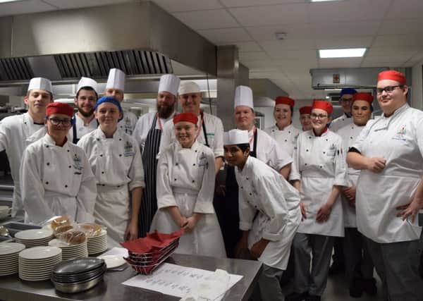 Chichester College students with chefs from the Historic Hotels group