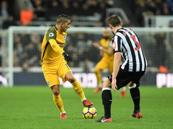 Anthony Knockaert on the ball at Newcastle. Picture by Phil Westlake (PW Sporting Photography)