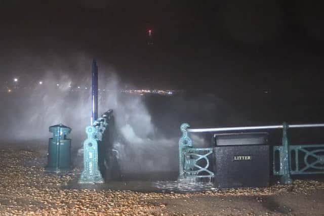 Waves battered the seafront in Brighton and Hove (Credit: Eddie Mitchell)
