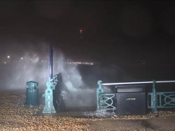 Waves battered the seafront in Brighton and Hove (Credit: Eddie Mitchell)