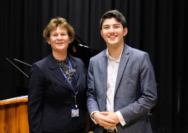 Principal Sally Bromley with Student of the Year, Jacob Myers. Picture by Owen Duda SUS-171219-120259001