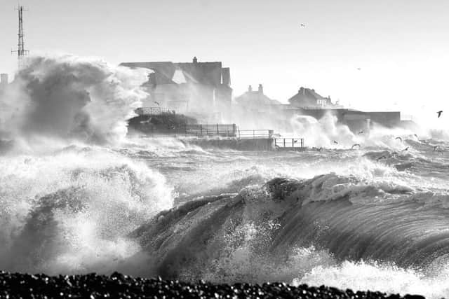 Huge waves in Selsey. Pictures by Coastal JJ