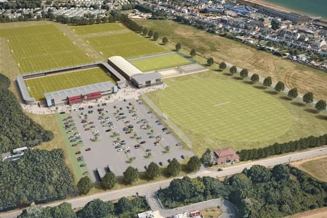 A computer generated concept village showing an aerial view of what the proposed Combe Valley Sports Village may look like SUS-170908-104531002