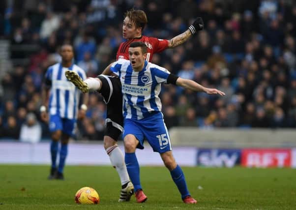 Albion winger Jamie Murphy in action against Fulham. Picture by Phil Westlake (PW Sporting Photography)