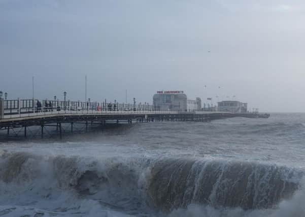 Worthing beach being battered by the strong winds from Storm Eleanor. Picture: Marcus Franklin