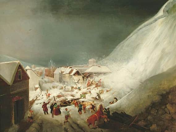The aftermath of the avalanche in Lewes that struck soon after 10am on 27th December 1836. Eight people died in a seven houses crushed under tons of snow. The death toll would have been much higher had it happened in the night when some 40 persons were resident.