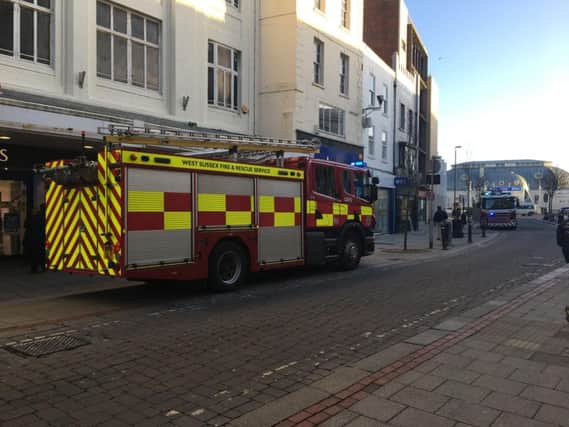 Fire engines outside Debenhams in South Street, Worthing