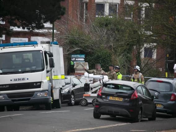The bomb disposal squad have sent a robot into the Littlehampton Civic Centre to assess a suspicious package. Picture: Eddie Mitchell