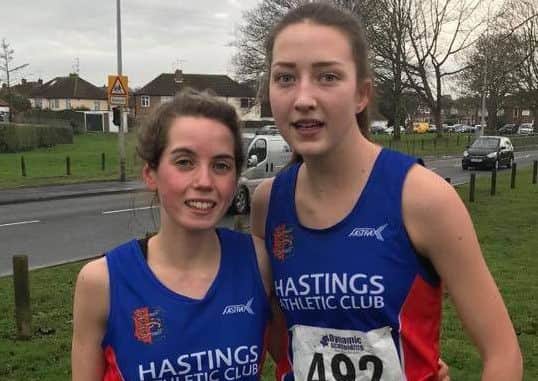 Lizzie Clarke (left) and Harmony Cooper (right), who finished second and third respectively in the under-17 women's race. Picture courtesy Terry Skelton