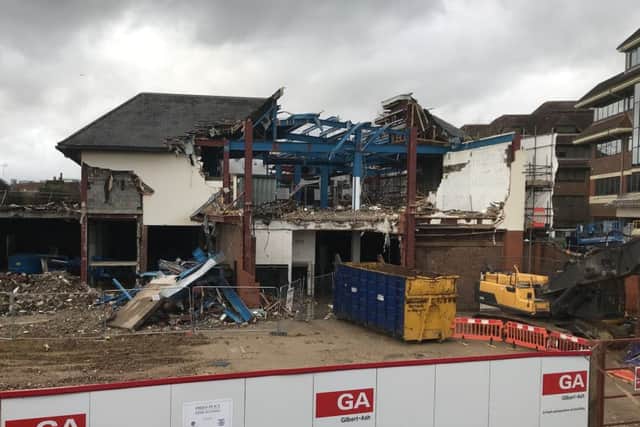 The scene of Piries Place last week following the start of the demolition.